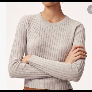 COPY - Babaton - Nathaniel Sweater: Crop, long sleeve, light grey - Size M